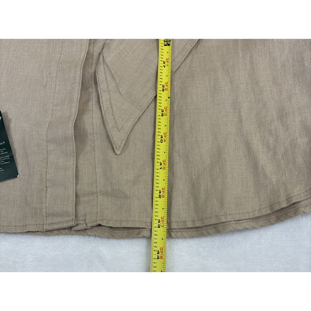 NWT Lauren Ralph Lauren Tie Front Linen Shirt Dress Sz 12 Lauren Khaki Charity - Picture 5 of 14